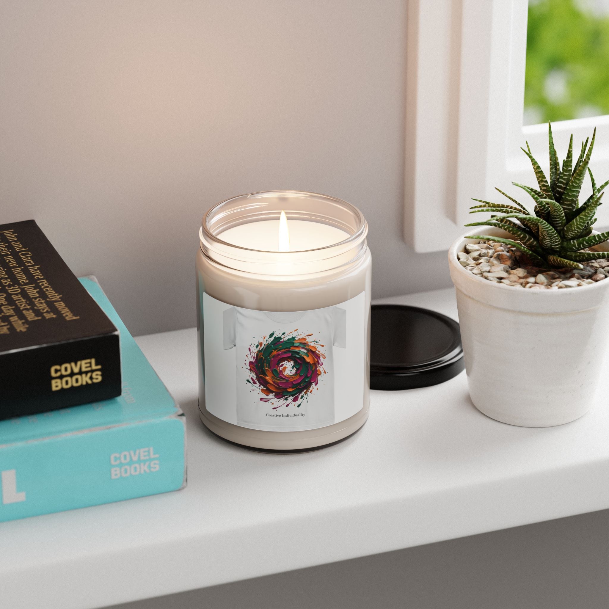 Painterly Abstract Floral Candle | Scented Soy 9oz, Artsy Brushstroke Jar