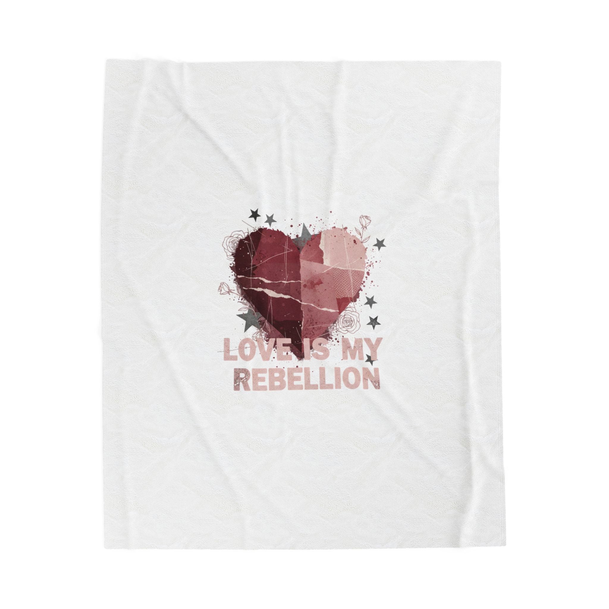 Love Is My Rebellion Velveteen Blanket | Soft Grunge Hearts, Distressed Heart Design