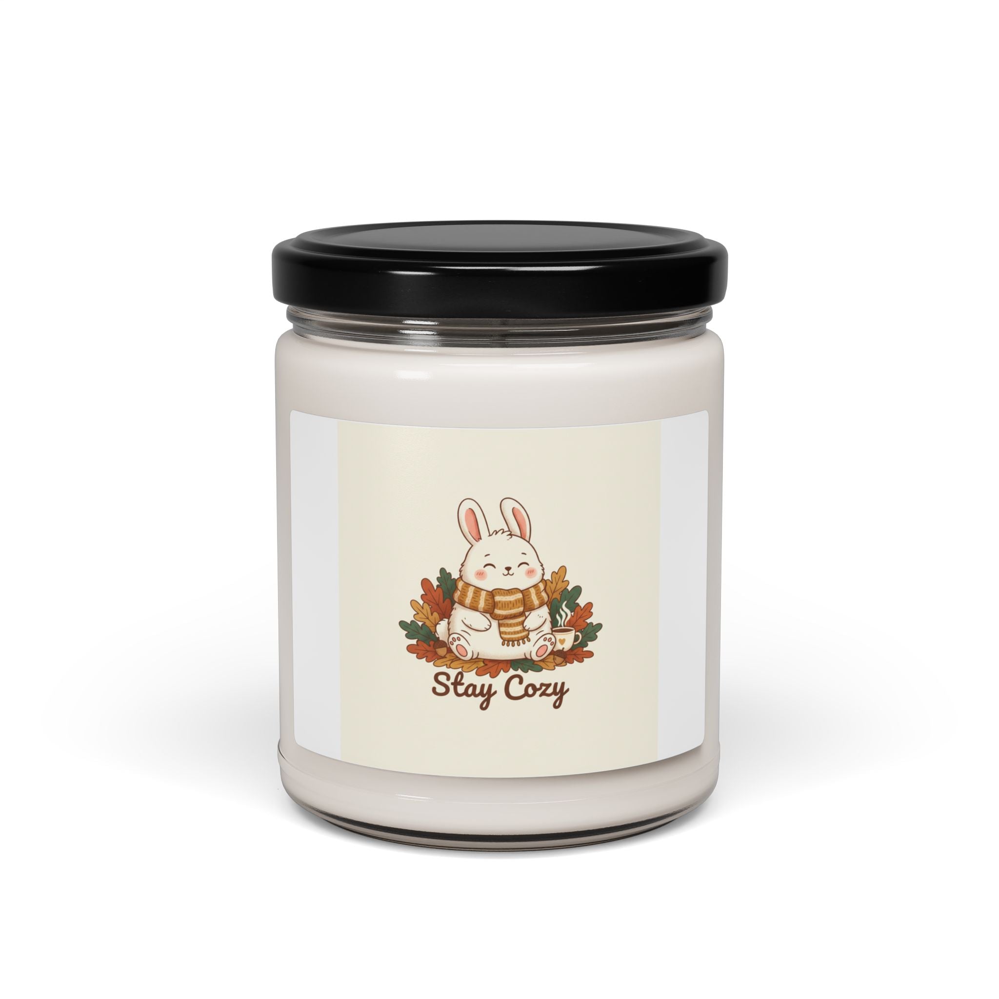 Cozy Bunny Illustration Candle, cute animal illustration | winter forest art