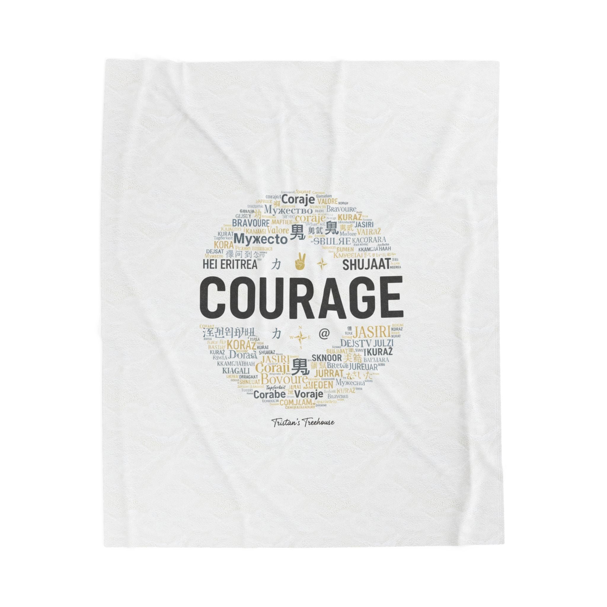 Courage word circle Velveteen Blanket | Fresh-Start minimal blank slate design