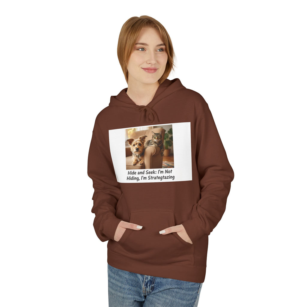 Cute Dog Meme Hoodie — "Hide and Seek; I’m Not Hiding, I’m Strategizing"