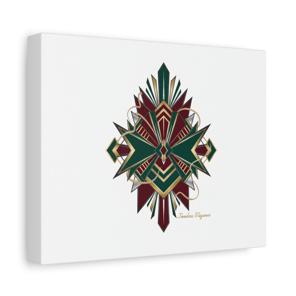 Art Deco geometric brass print Canvas | Neo-Deco chrome & gold fan motif