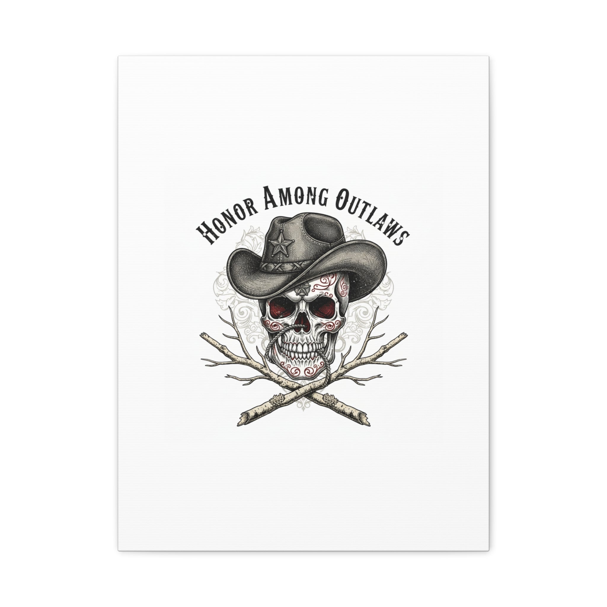 Honor Among Outlaws Canvas | Western Skull Art, Gothic Americana Desert Noir