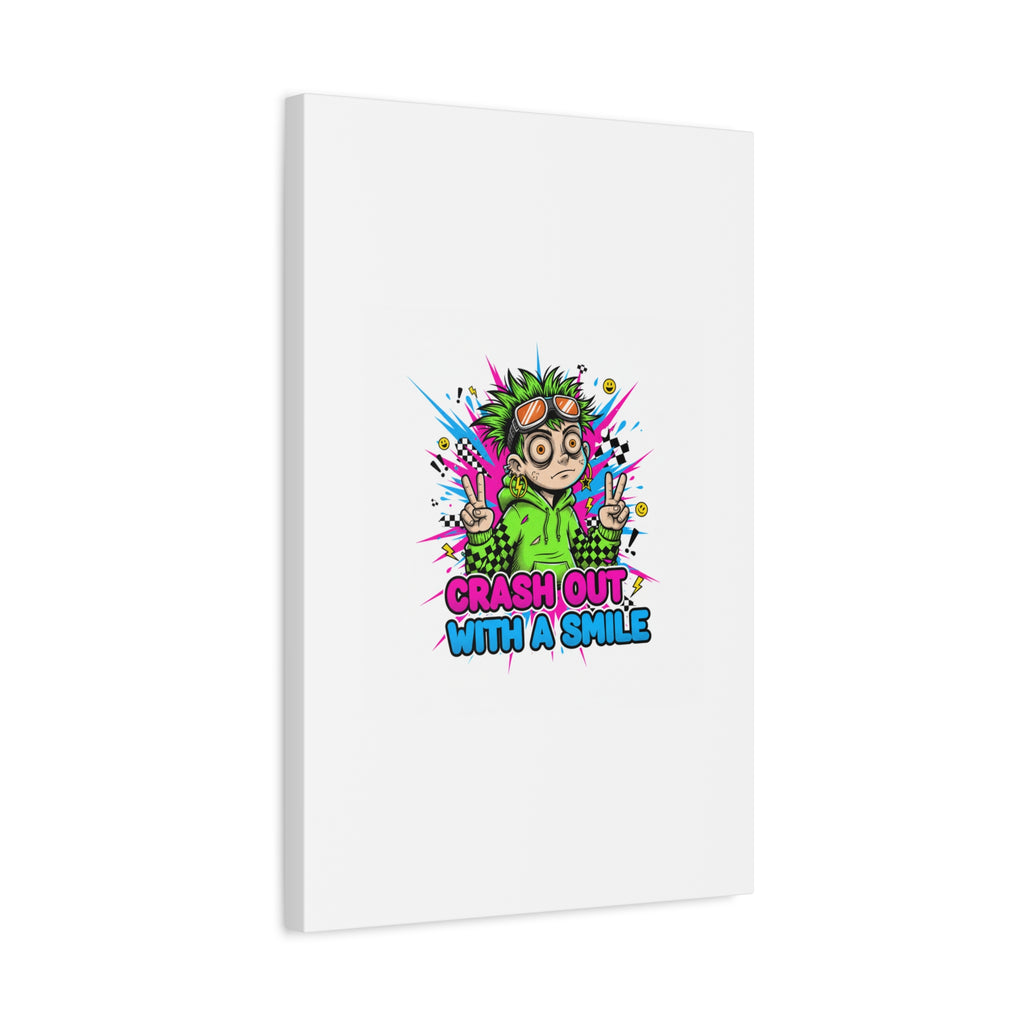 Crash Out With a Smile Canvas Print | Neon Skate Graffiti, Meme Meltdown Art