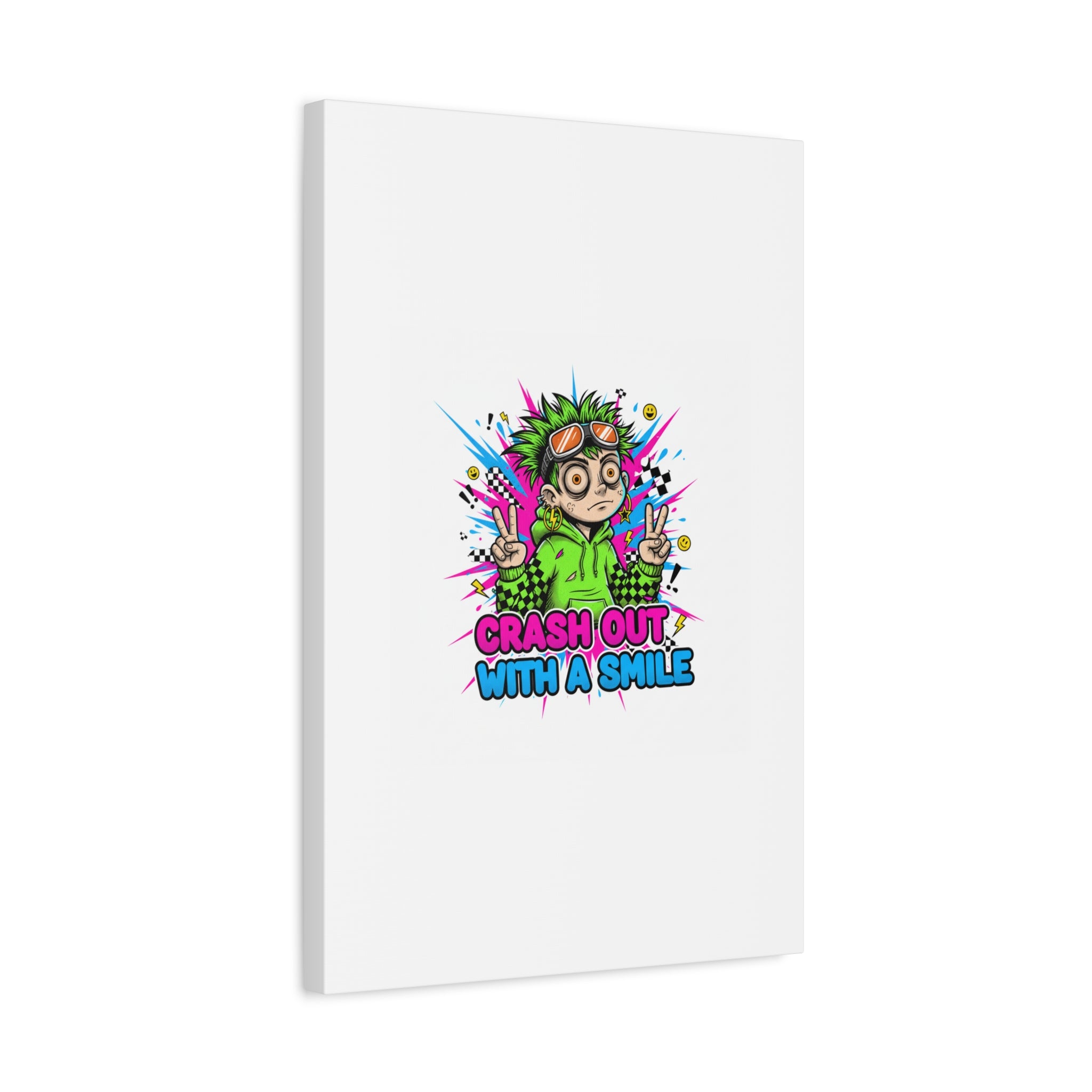 Crash Out With a Smile Canvas Print | Neon Skate Graffiti, Meme Meltdown Art