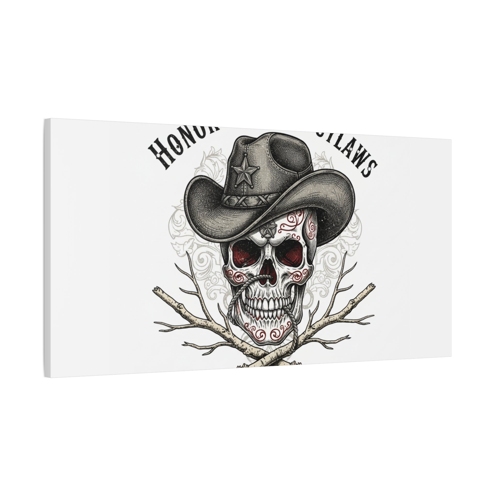 Honor Among Outlaws Canvas | Western Skull Art, Gothic Americana Desert Noir
