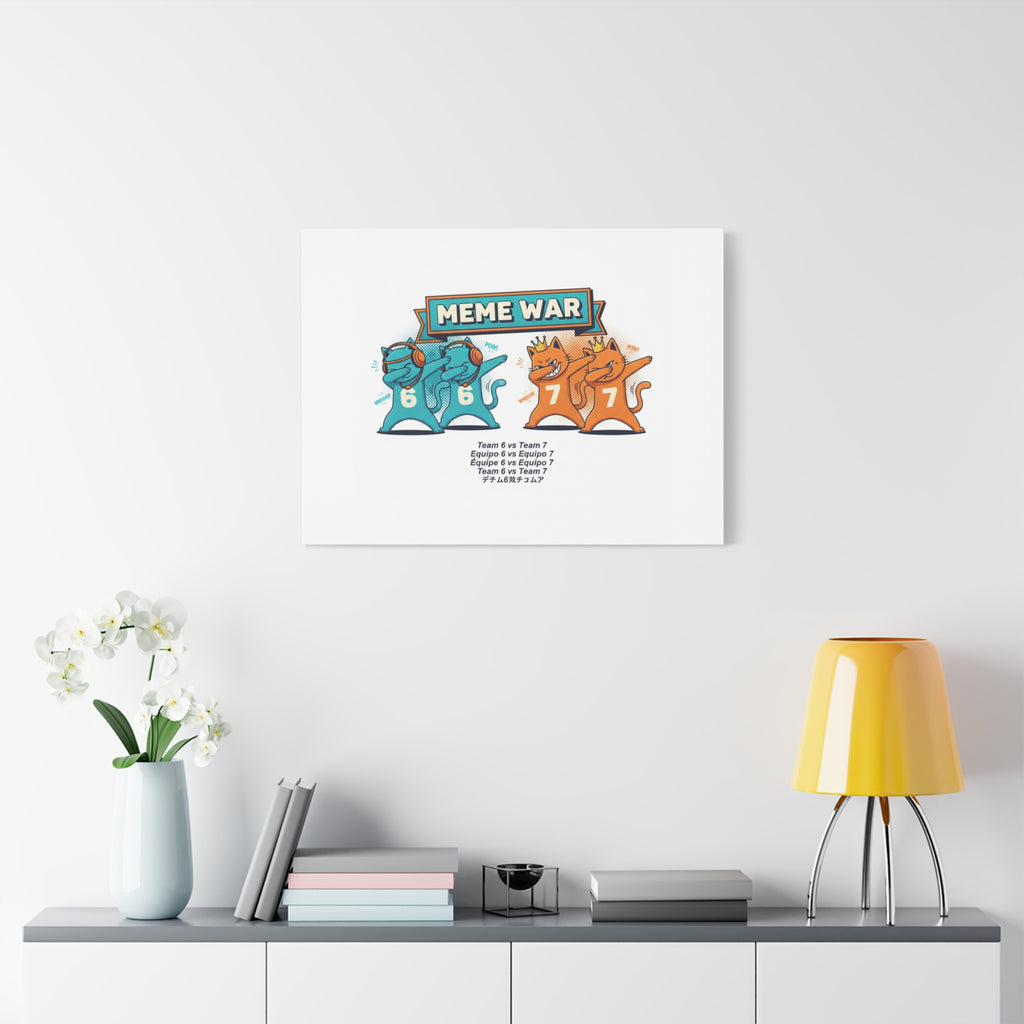 Meme War: Six vs. Seven Canvas Wall Art