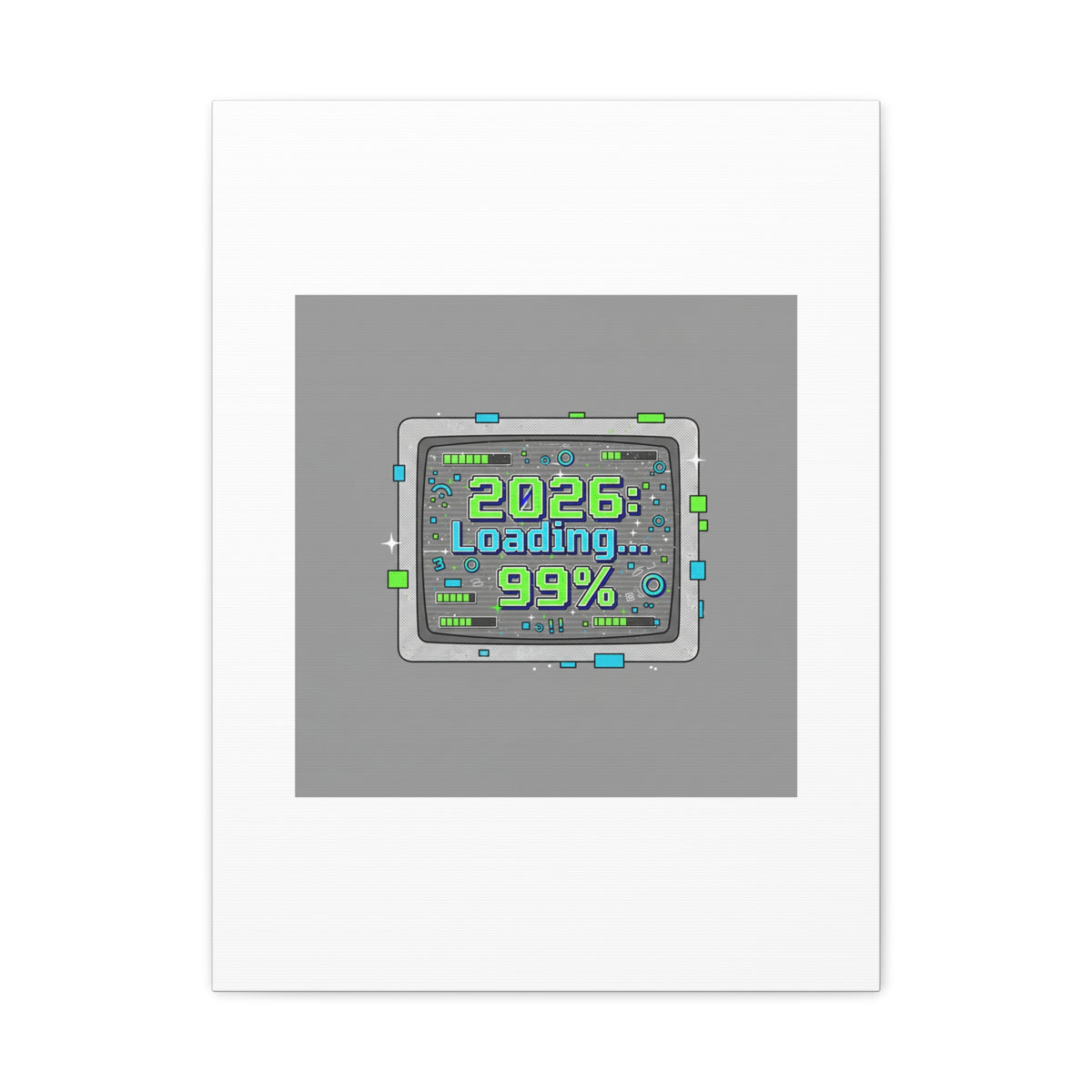2026 Loading 99% Canvas | NYE countdown, retro system interface