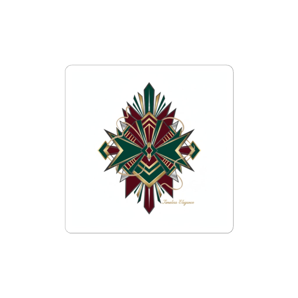 Art Deco Geometric Fan Kiss-Cut Stickers | Metallic Brass Chrome Motif