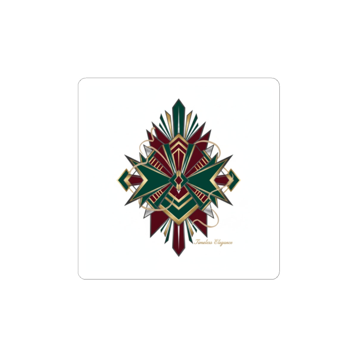 Art Deco Geometric Fan Kiss-Cut Stickers | Metallic Brass Chrome Motif