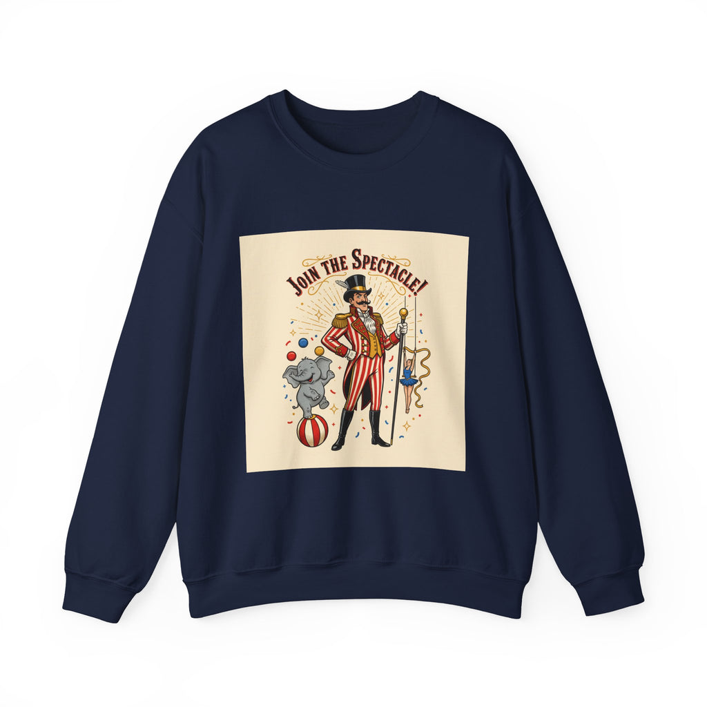 Join the Spectacle Circus Art Print Crewneck Sweatshirt | Vintage Carnival Design, Camp Circus Aesthetic