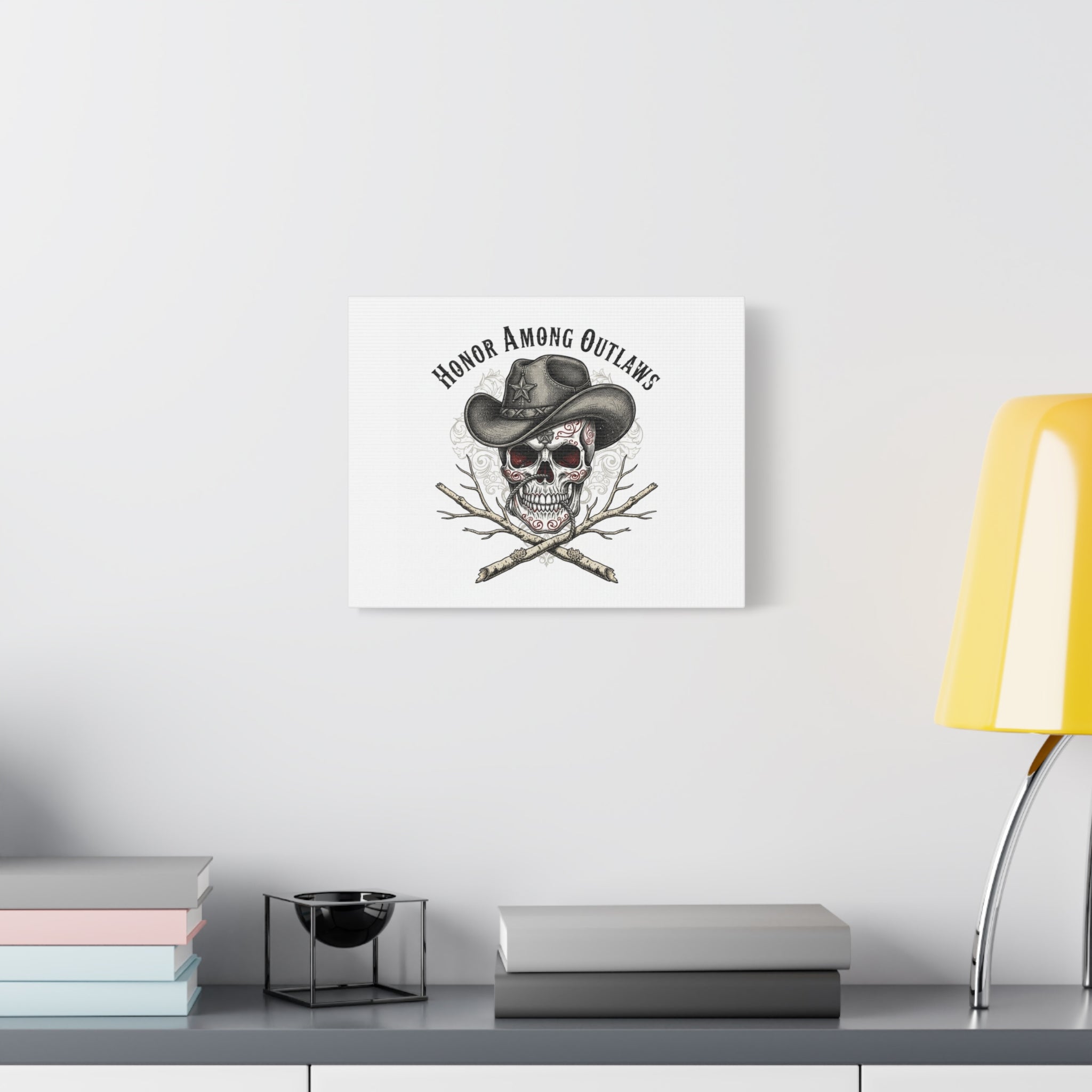 Honor Among Outlaws Canvas | Western Skull Art, Gothic Americana Desert Noir
