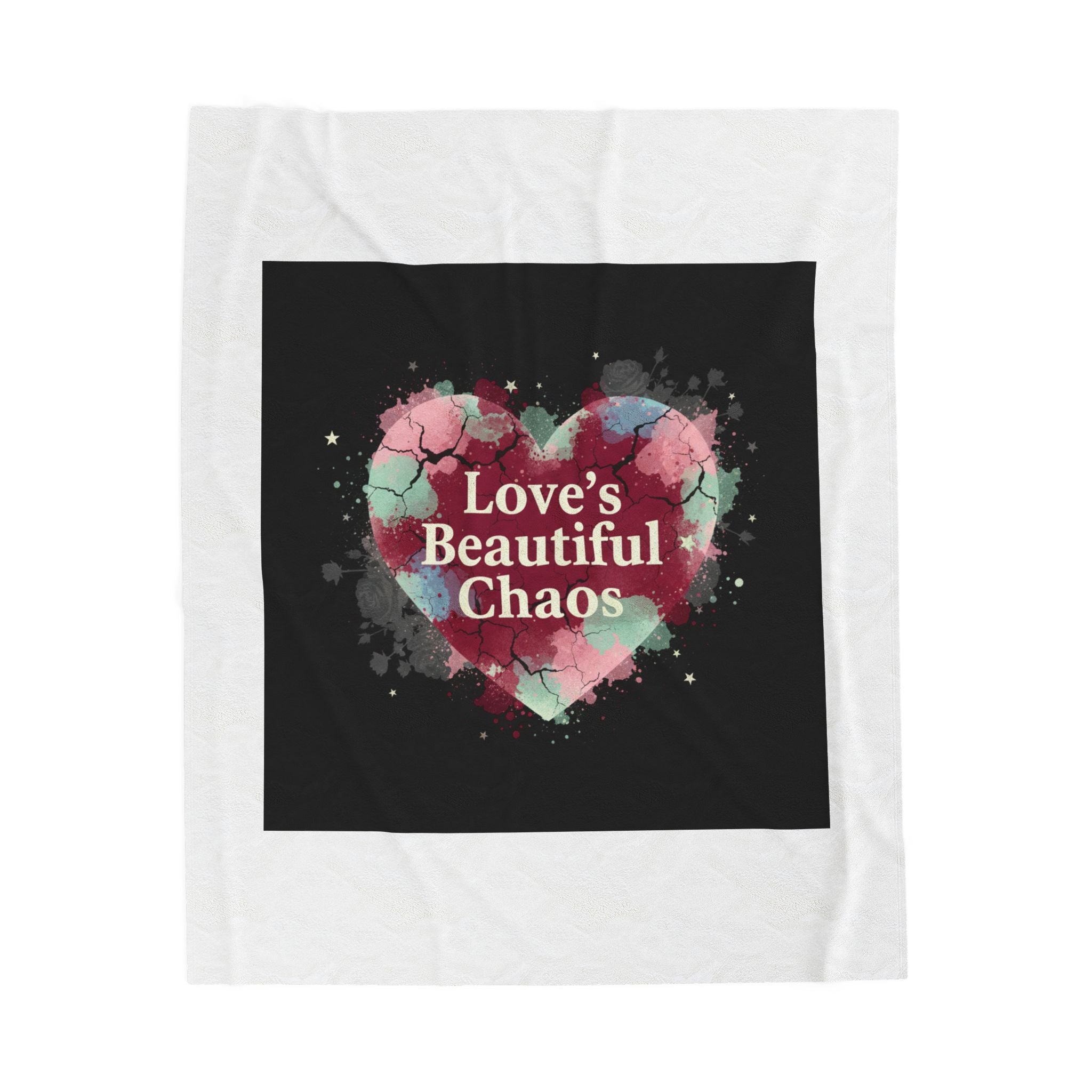 Love's Beautiful Chaos Velveteen Blanket | Soft Grunge Hearts, Distressed Heart Collage