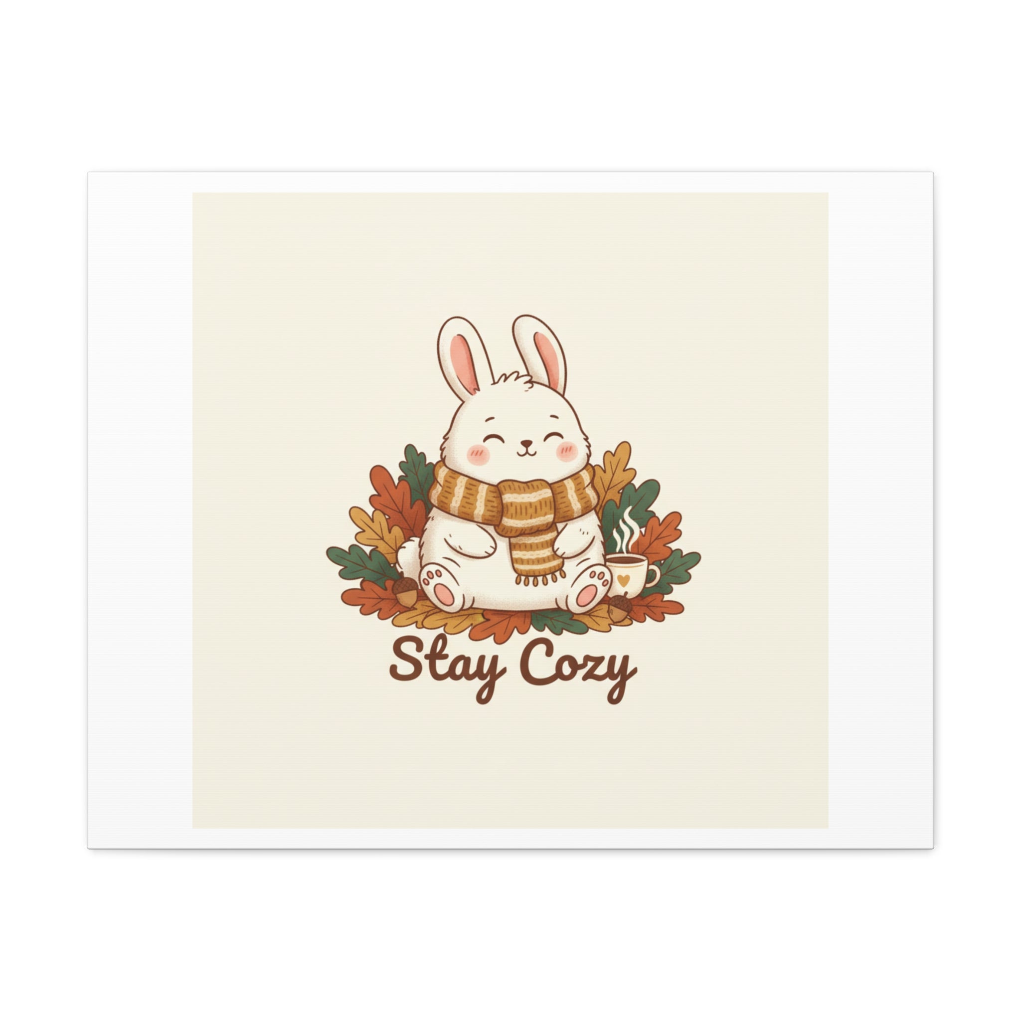 Cozy Bunny Illustration Canvas | Cute Critter Winter Forest Art