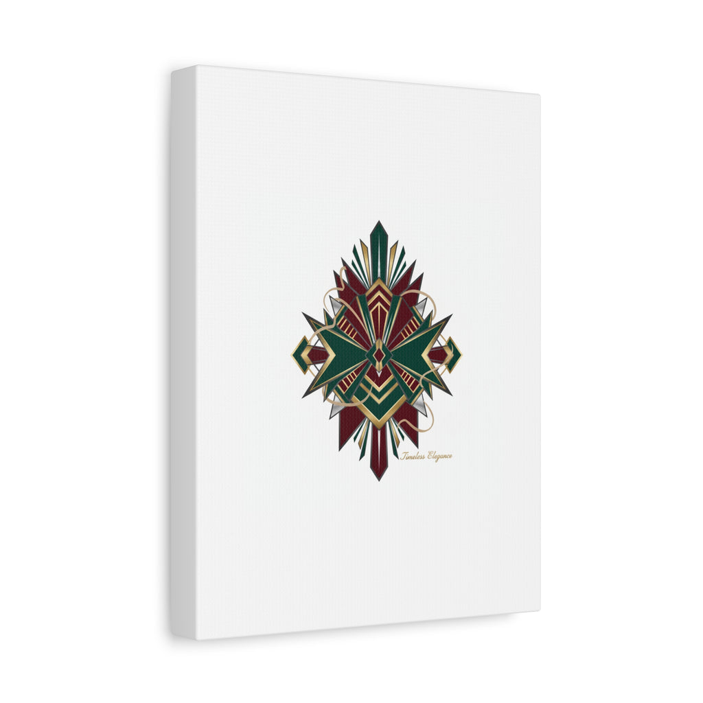 Art Deco geometric brass print Canvas | Neo-Deco chrome & gold fan motif