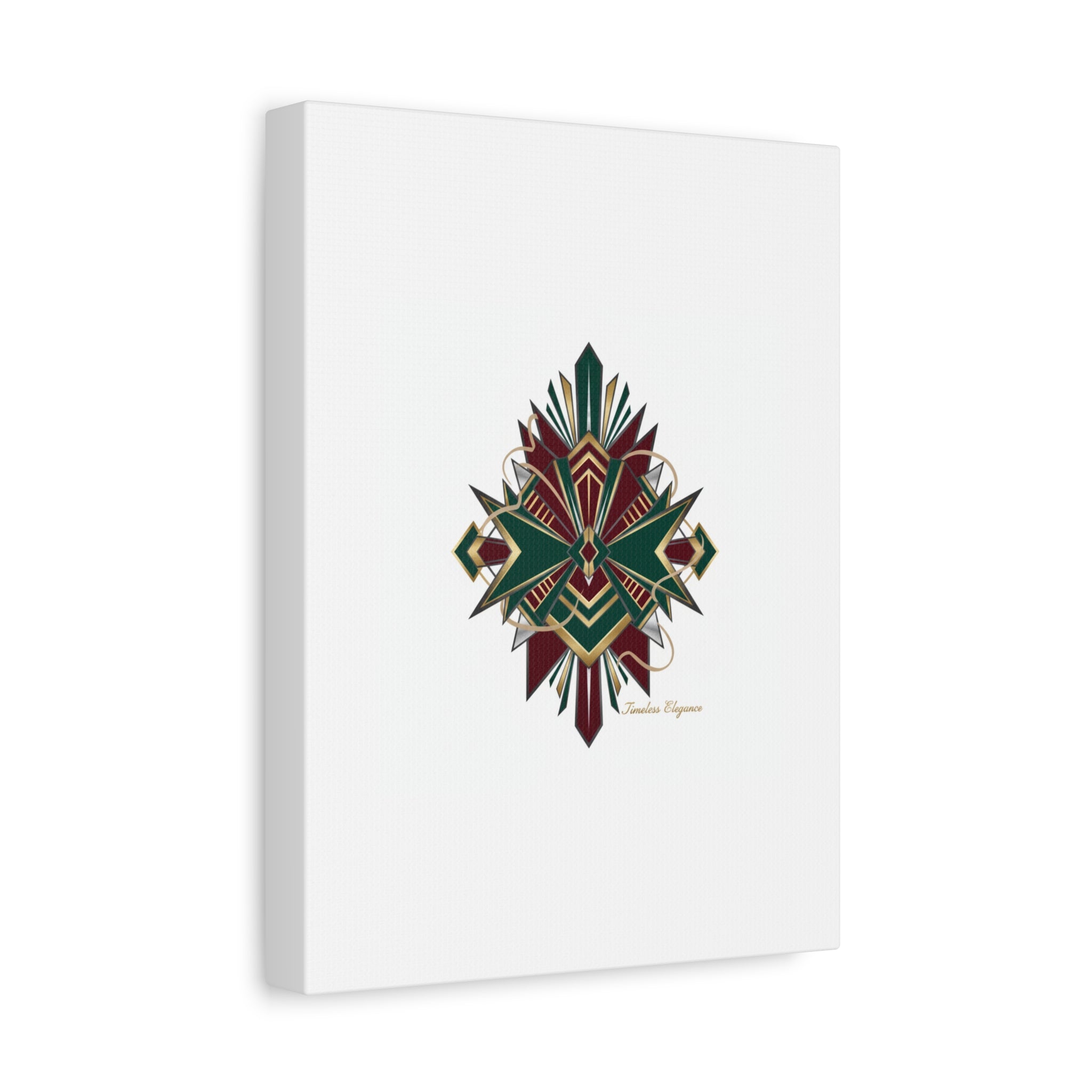 Art Deco geometric brass print Canvas | Neo-Deco chrome & gold fan motif