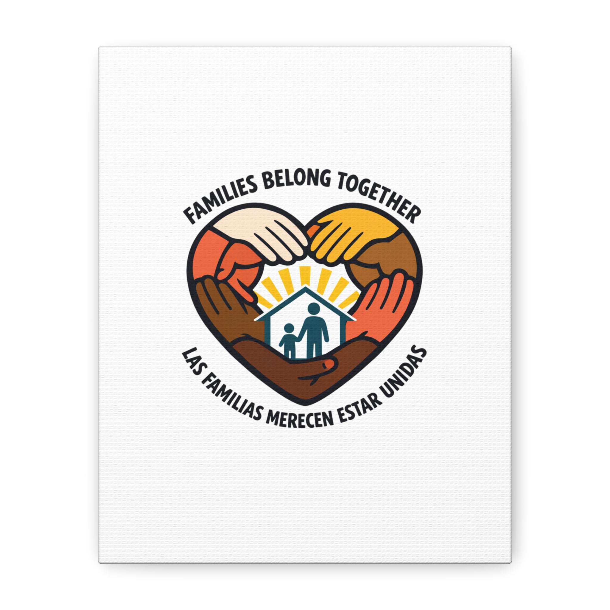 Families Belong Together Canvas, family unity solidarity, bilingual inclusive decor