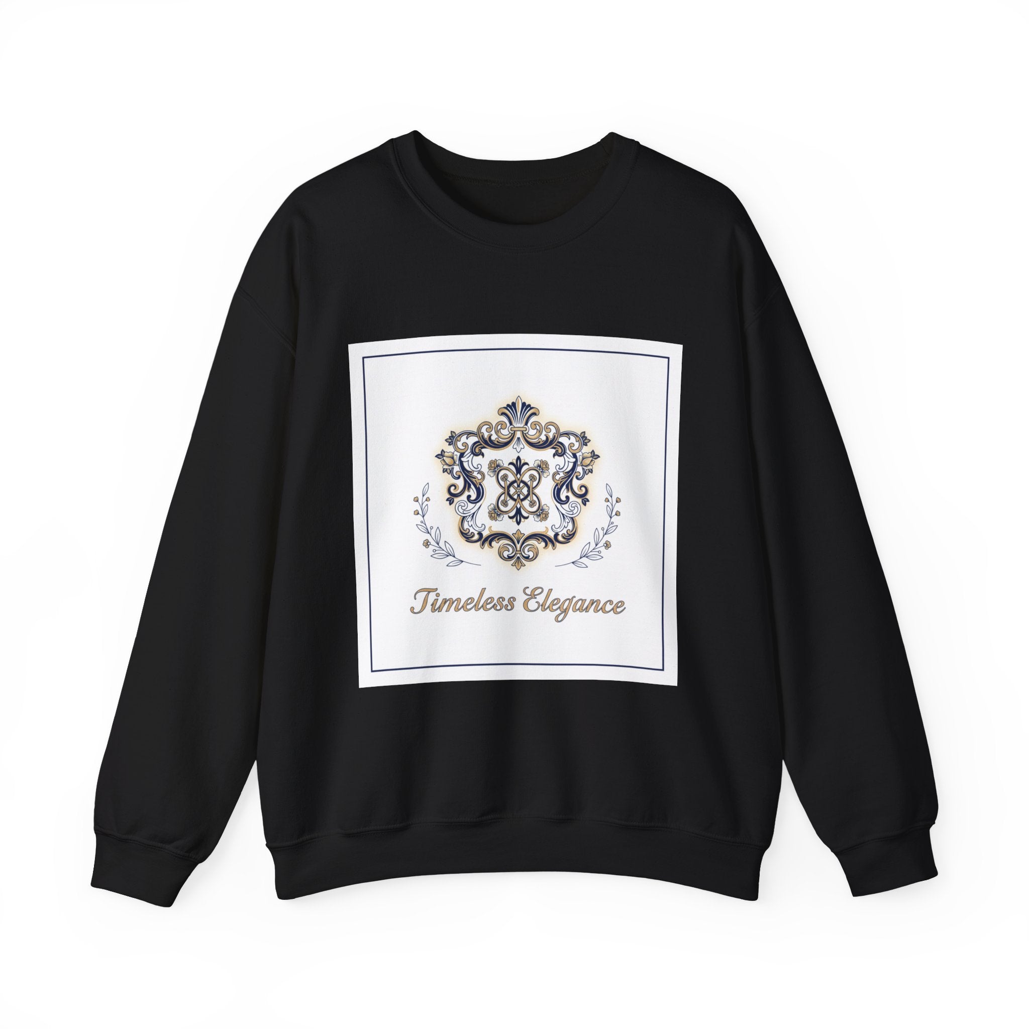 Ornate Pin Emblem Crewneck Sweatshirt | brooch graphic, baroque print