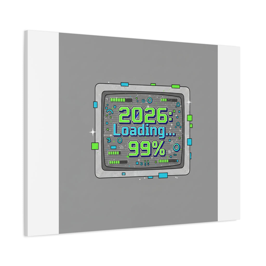 2026 Loading 99% Canvas | NYE countdown, retro system interface