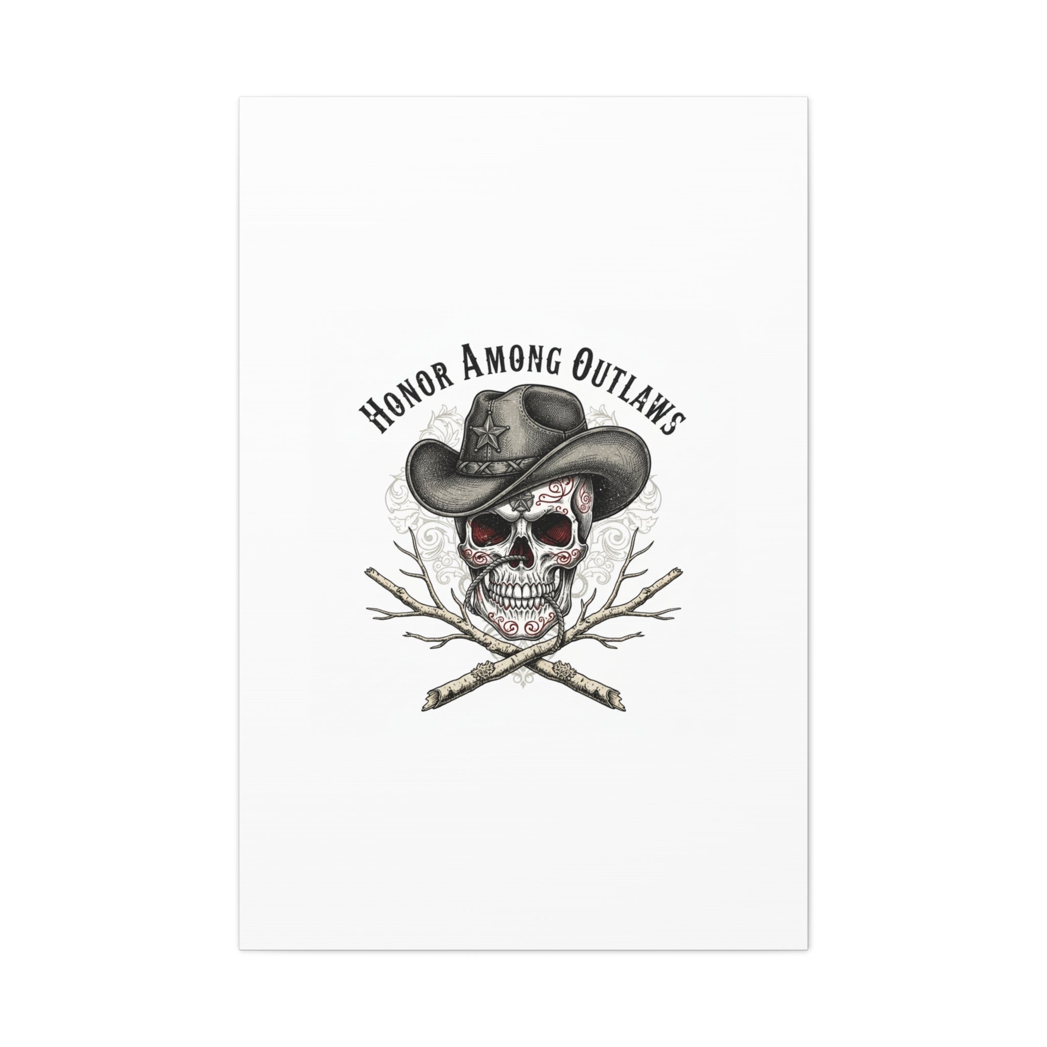 Honor Among Outlaws Canvas | Western Skull Art, Gothic Americana Desert Noir