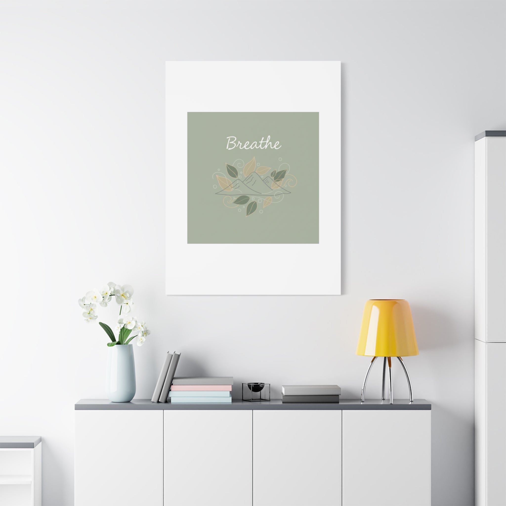 Breathe Mountain Line Canvas | Nature Symbols, Minimal Forest Wall Art