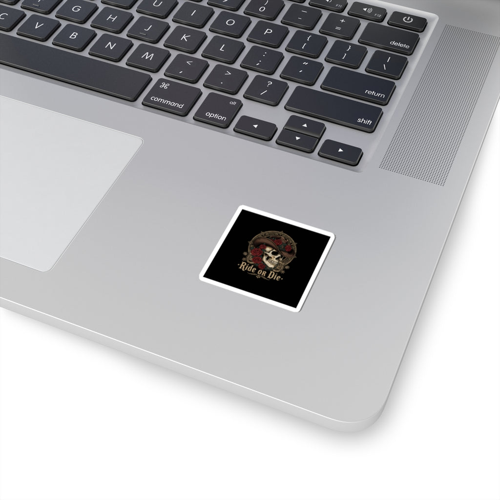 Western skull art Kiss-Cut Sticker | gothic Americana, desert noir