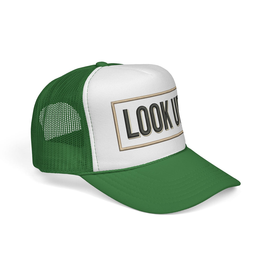 Look Up Trucker Cap — Embroidered Retro Patch Mesh Hat
