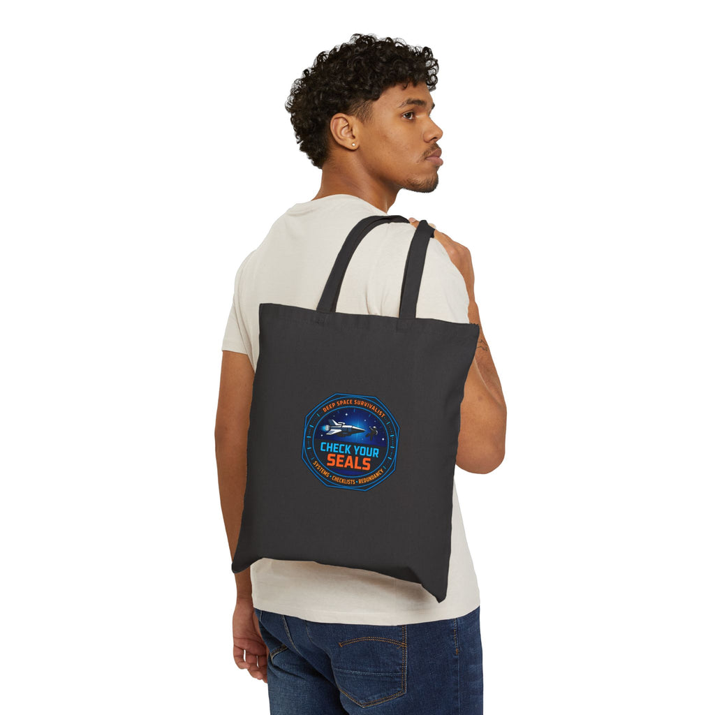 Check Your Seals Mission Patch Tote | hard sci‑fi, space survival, exploration
