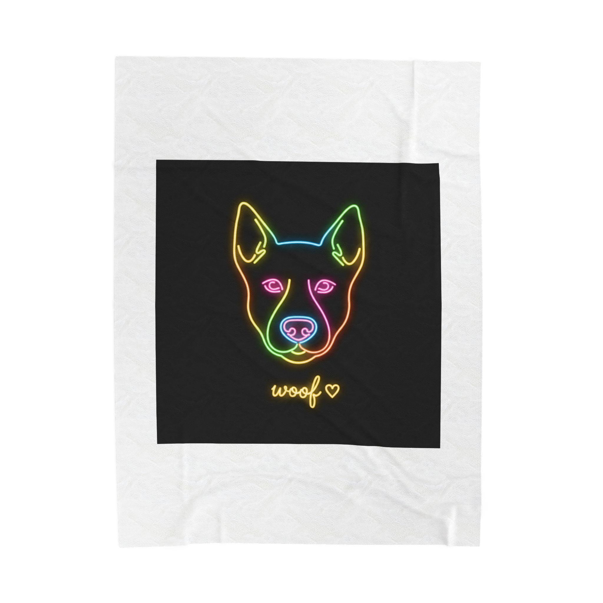 Neon Dog 'woof' Plush Blanket | Office Humor, Meeting Meme