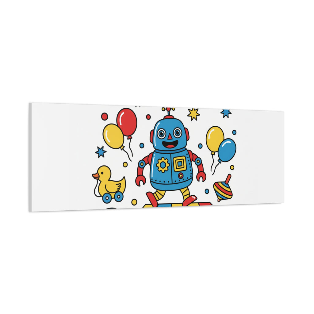 Retro Toy Robot Canvas | Throwback Kid, Primary Color Nostalgia