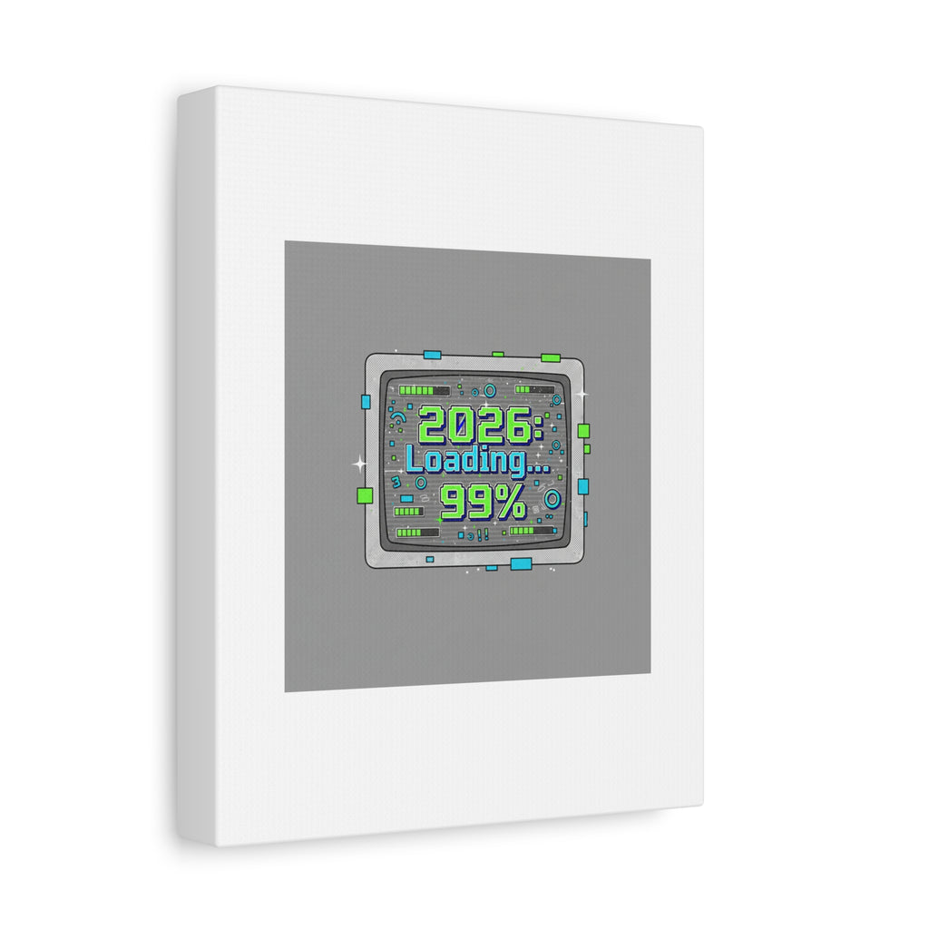 2026 Loading 99% Canvas | NYE countdown, retro system interface