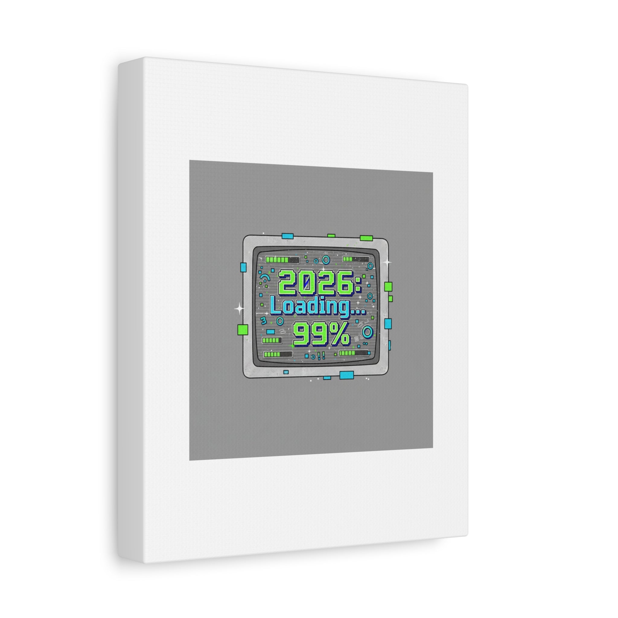 2026 Loading 99% Canvas | NYE countdown, retro system interface