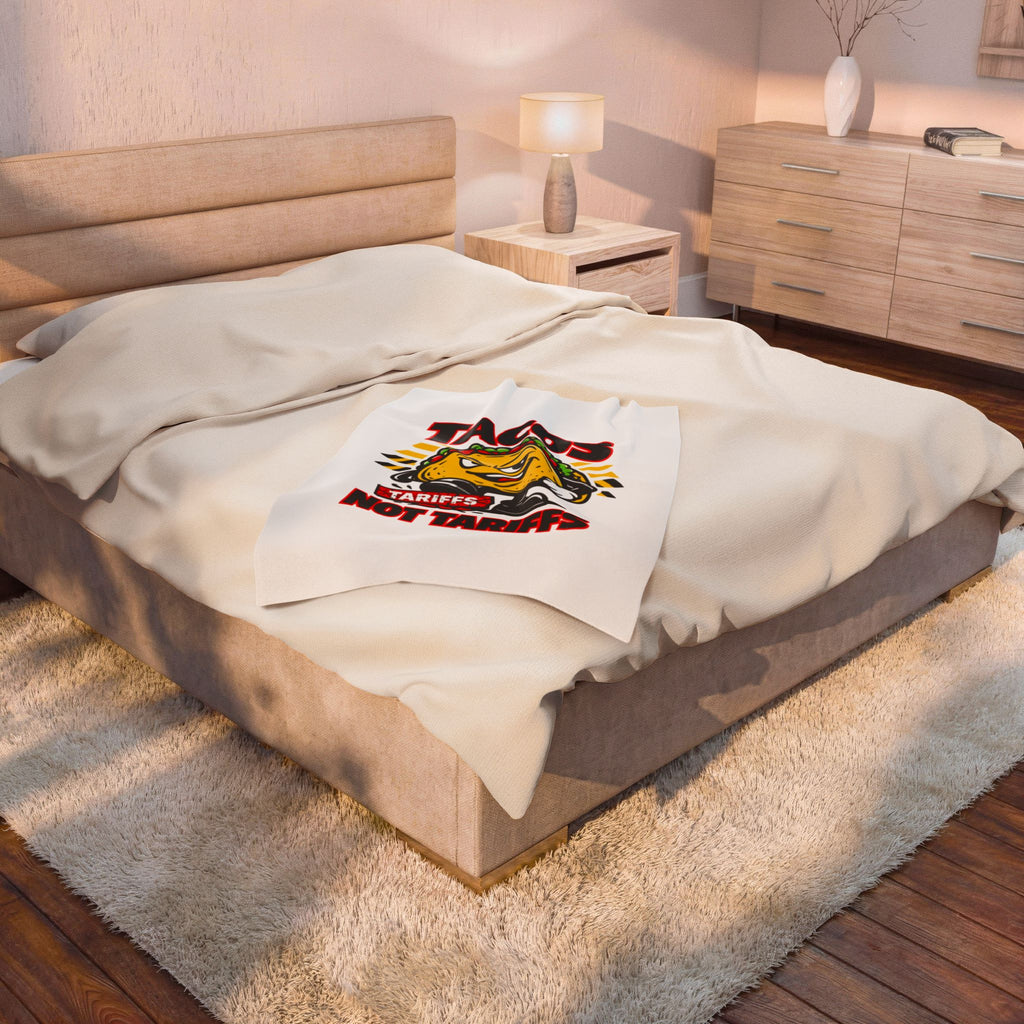 Tacos Not Tariffs Blanket | taco pun, protest typography
