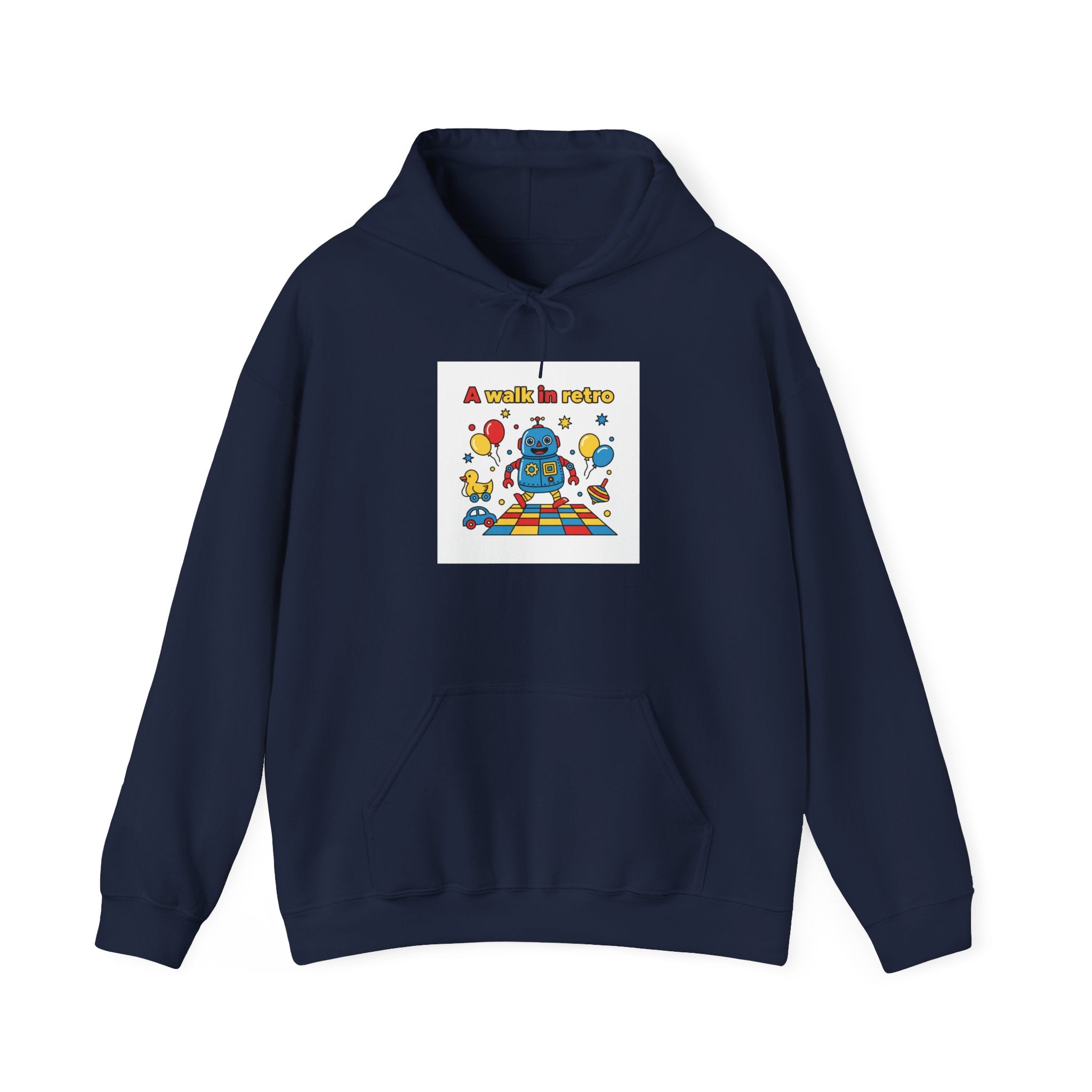 Retro Toy Robot Hoodie | Throwback Kid primary colors, childlike design