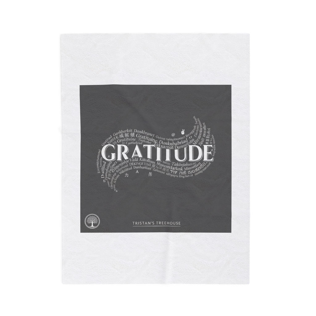 Gratitude Typography Velveteen Plush Blanket | pastel tiny treats, cozy micro-indulgence