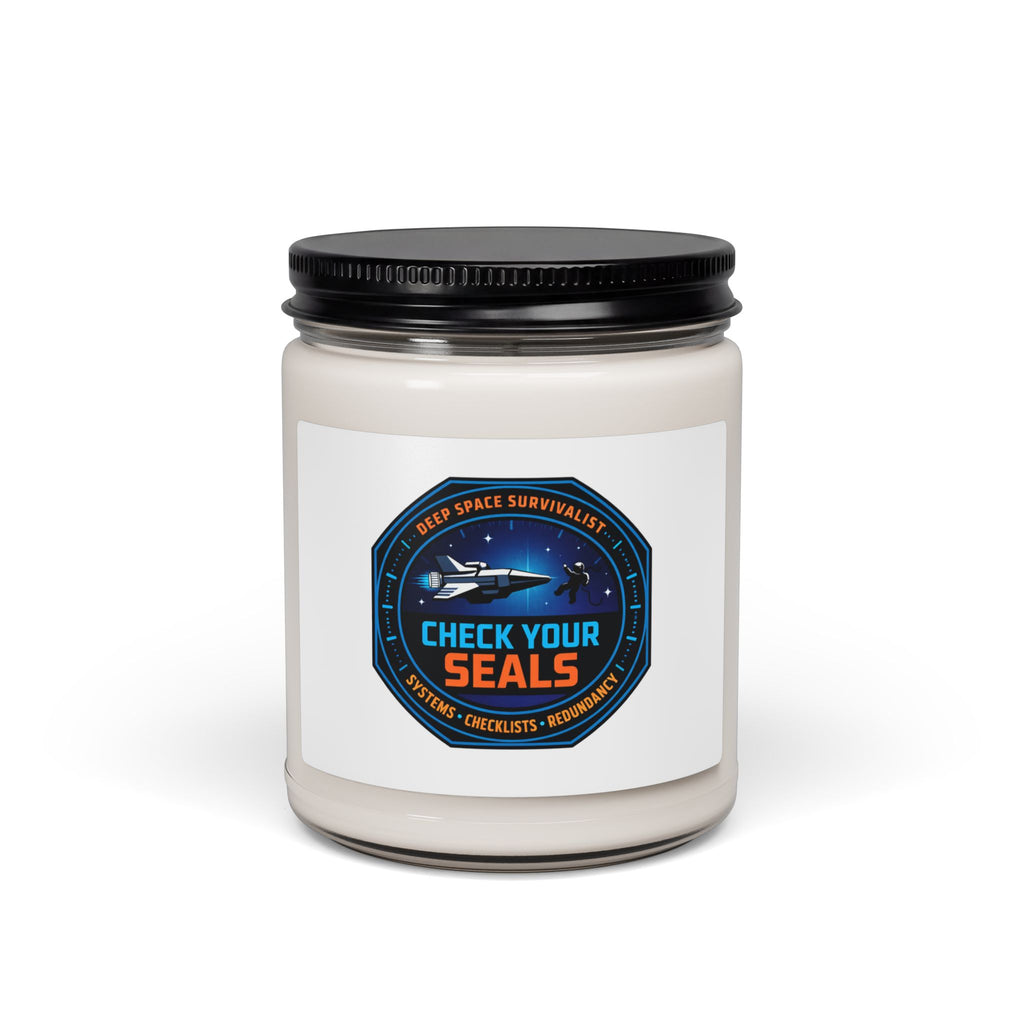 Check Your Seals Soy Candle | space survival, mission patch