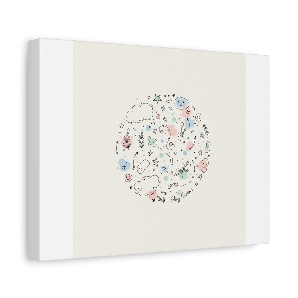 Doodle Circle Line Drawing Matte Canvas, Hand-Drawn Sketch Art