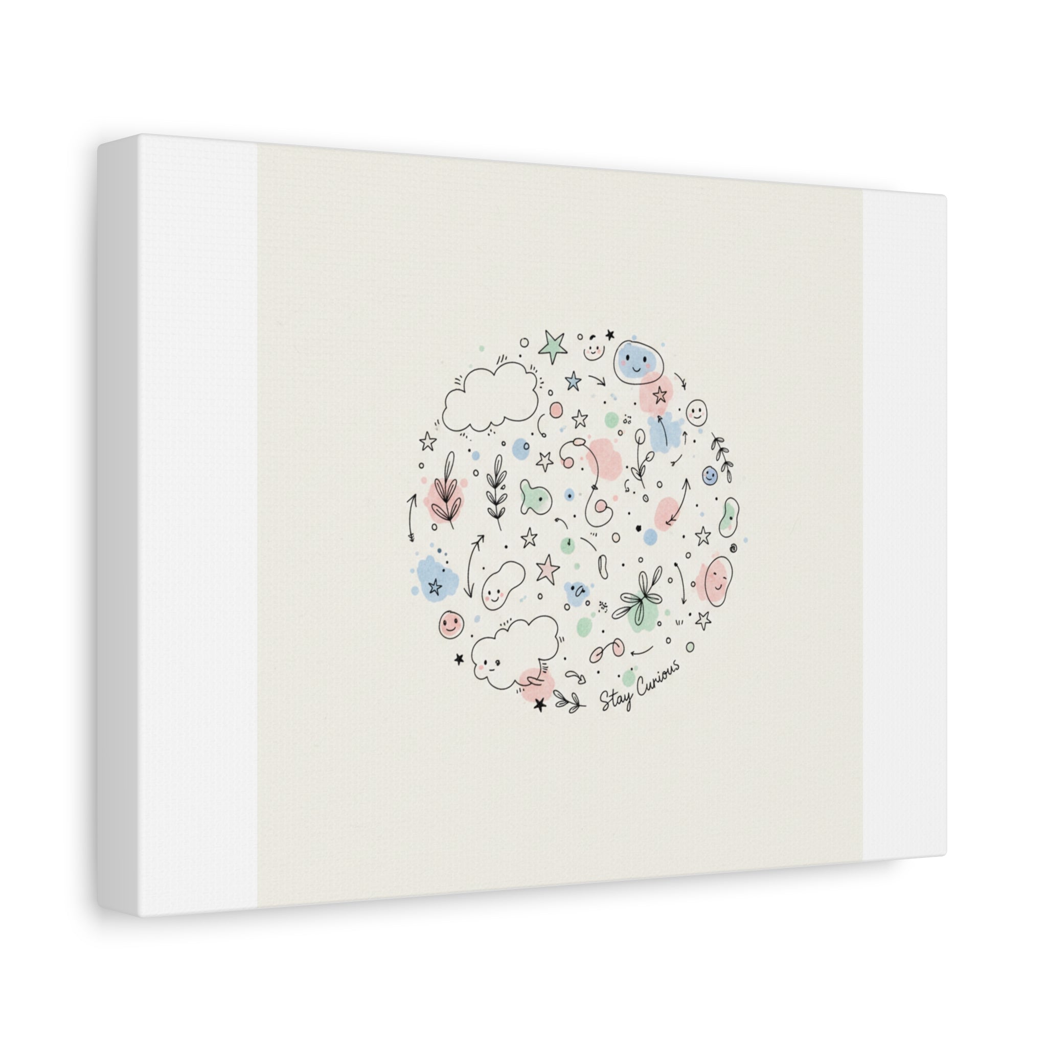Doodle Circle Line Drawing Matte Canvas, Hand-Drawn Sketch Art