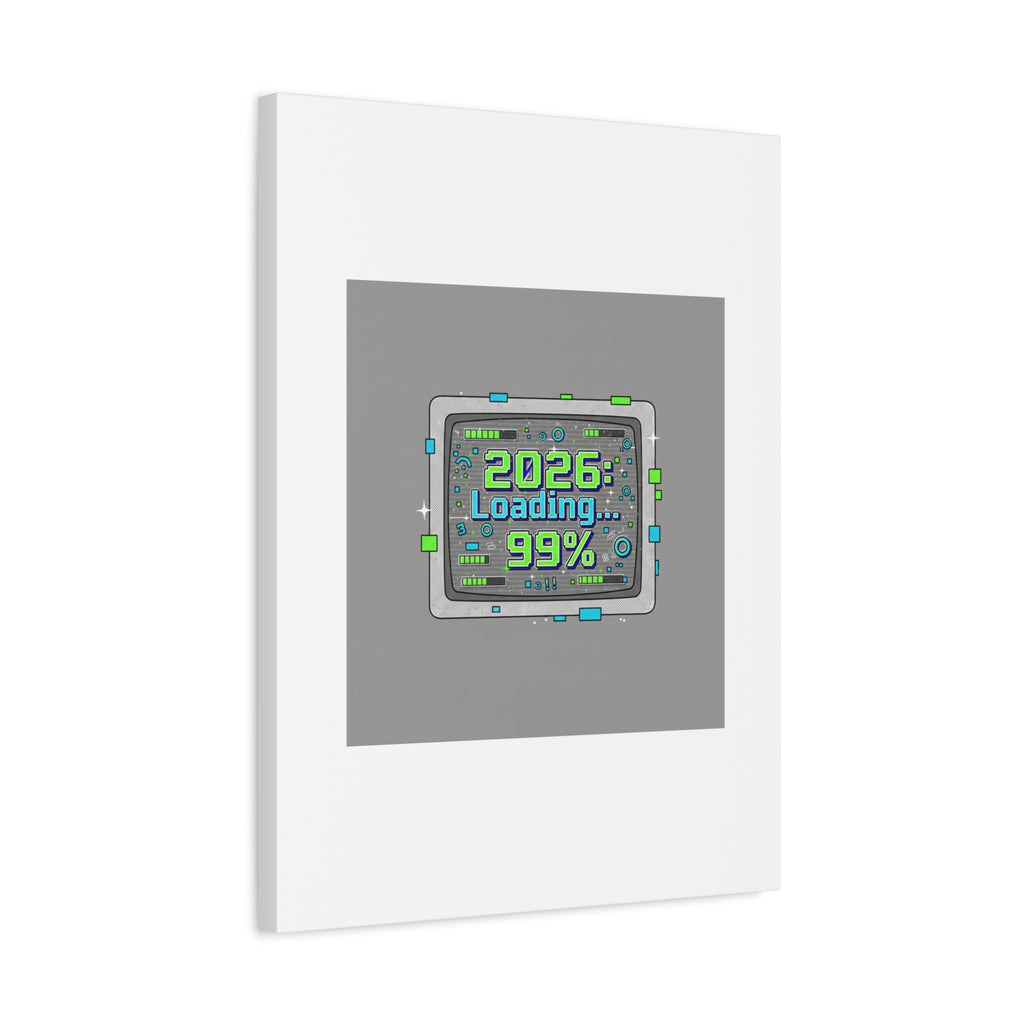 2026 Loading 99% Canvas | NYE countdown, retro system interface