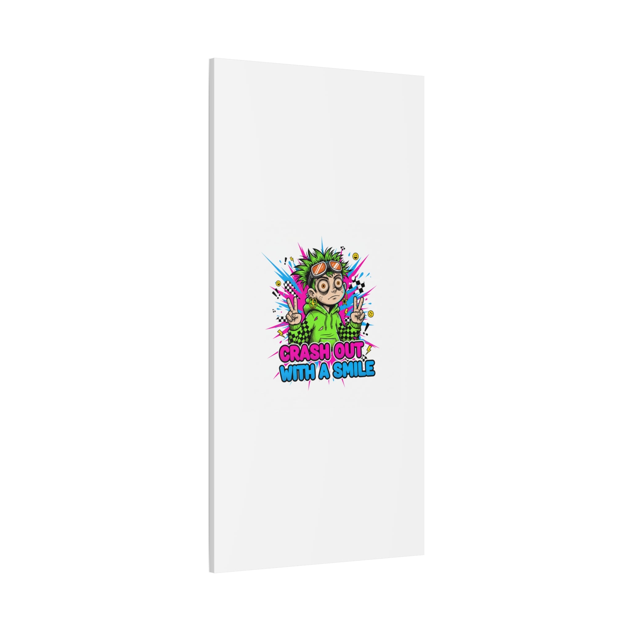 Crash Out With a Smile Canvas Print | Neon Skate Graffiti, Meme Meltdown Art