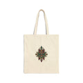 Art Deco Metallic Fan Tote | geometric brass print, emerald jewel motif