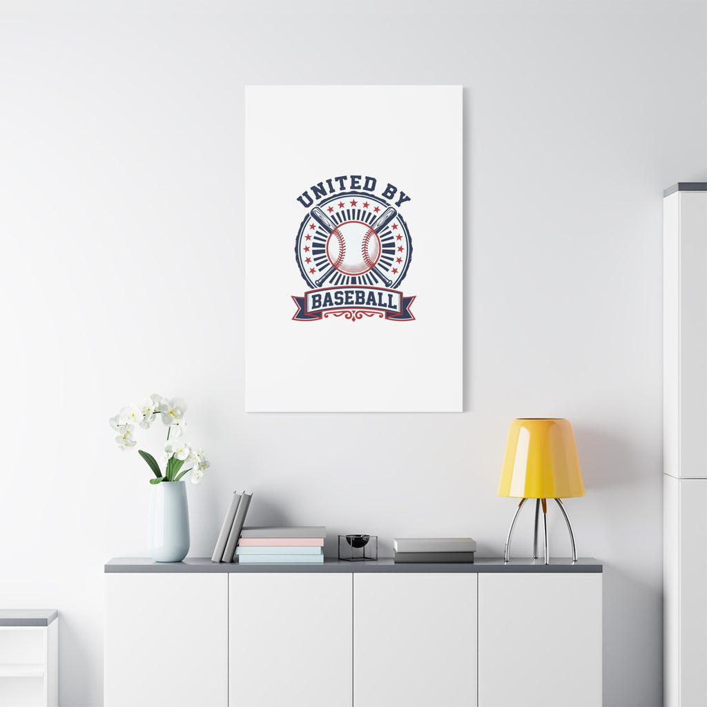 United by Baseball Canvas | Patriotic Baseball Graphic, Red White Blue Wall Art