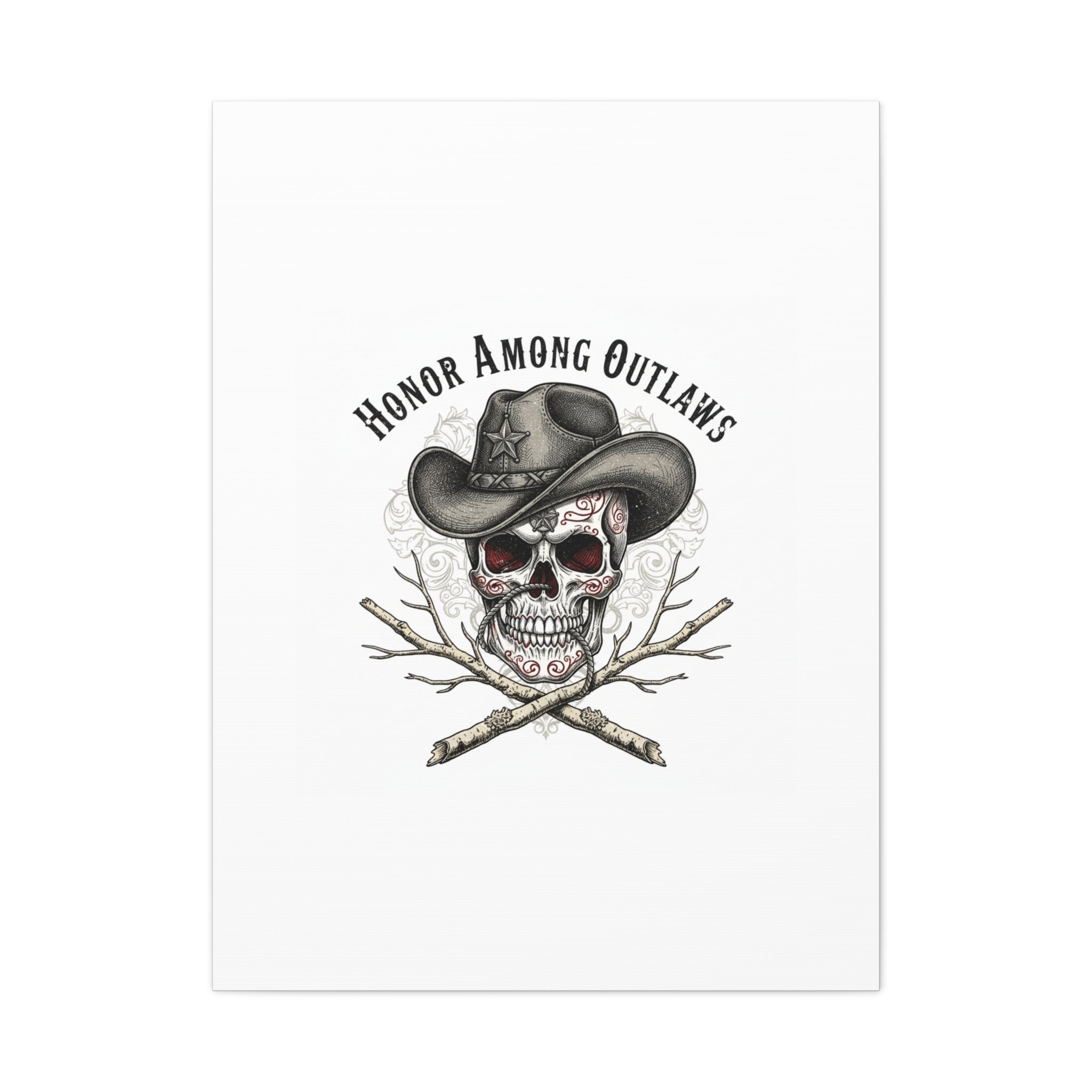 Honor Among Outlaws Canvas | Western Skull Art, Gothic Americana Desert Noir