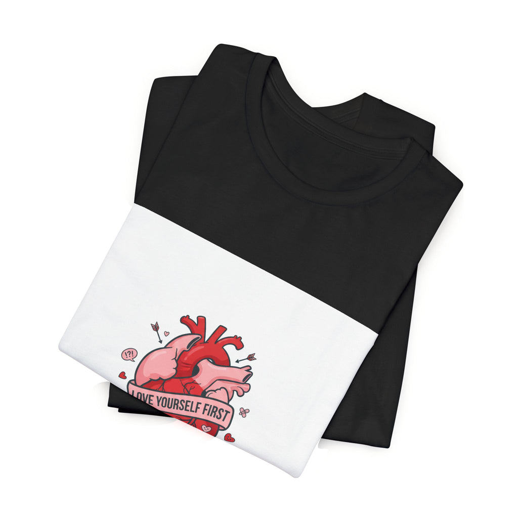 Love Yourself First Tee | anti love graphic, edgy heart shirt