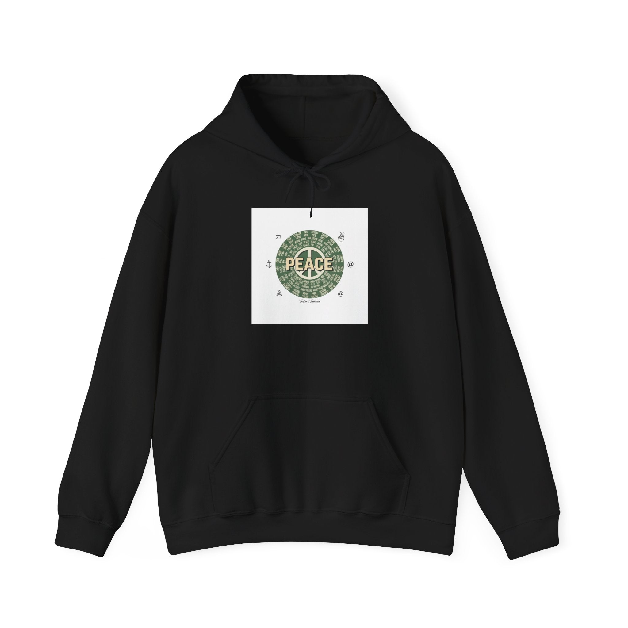 Handwritten Peace Doodle Hoodie | sketch aesthetic, hand drawn message