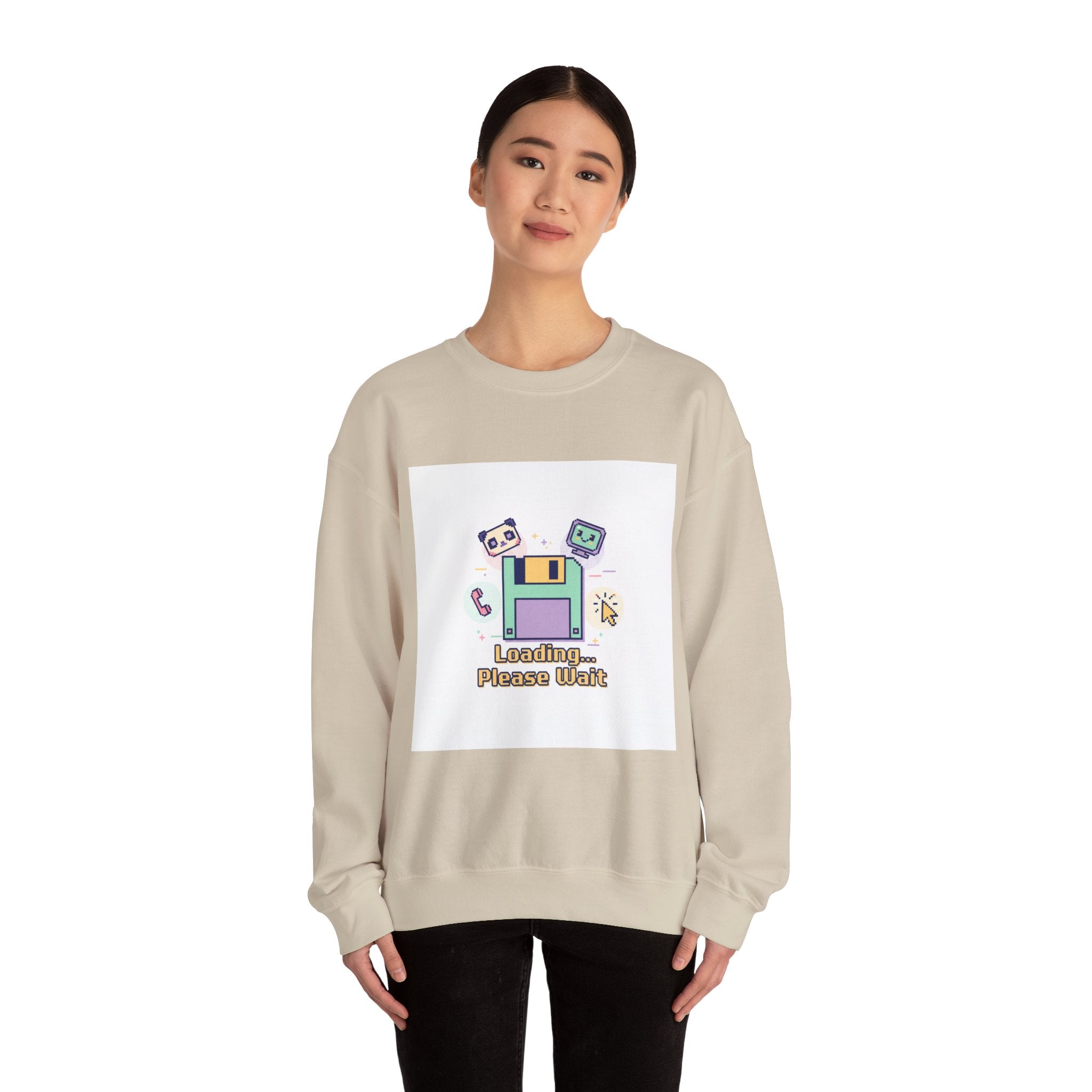 Loading Please Wait Crewneck Sweatshirt | Old Internet Aesthetic, pixel art retro web