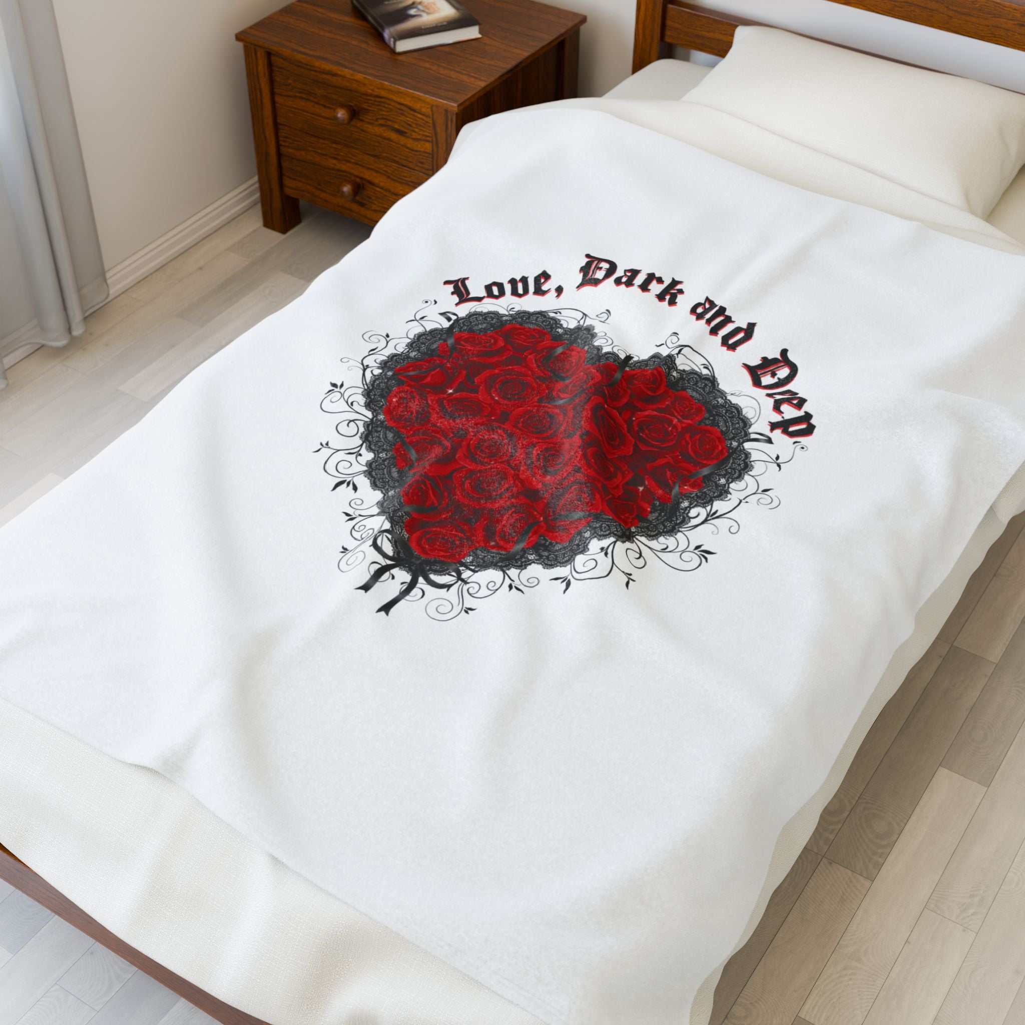 Love, Dark and Deep Heart Plush Blanket | gothic romance, 80s new romantic