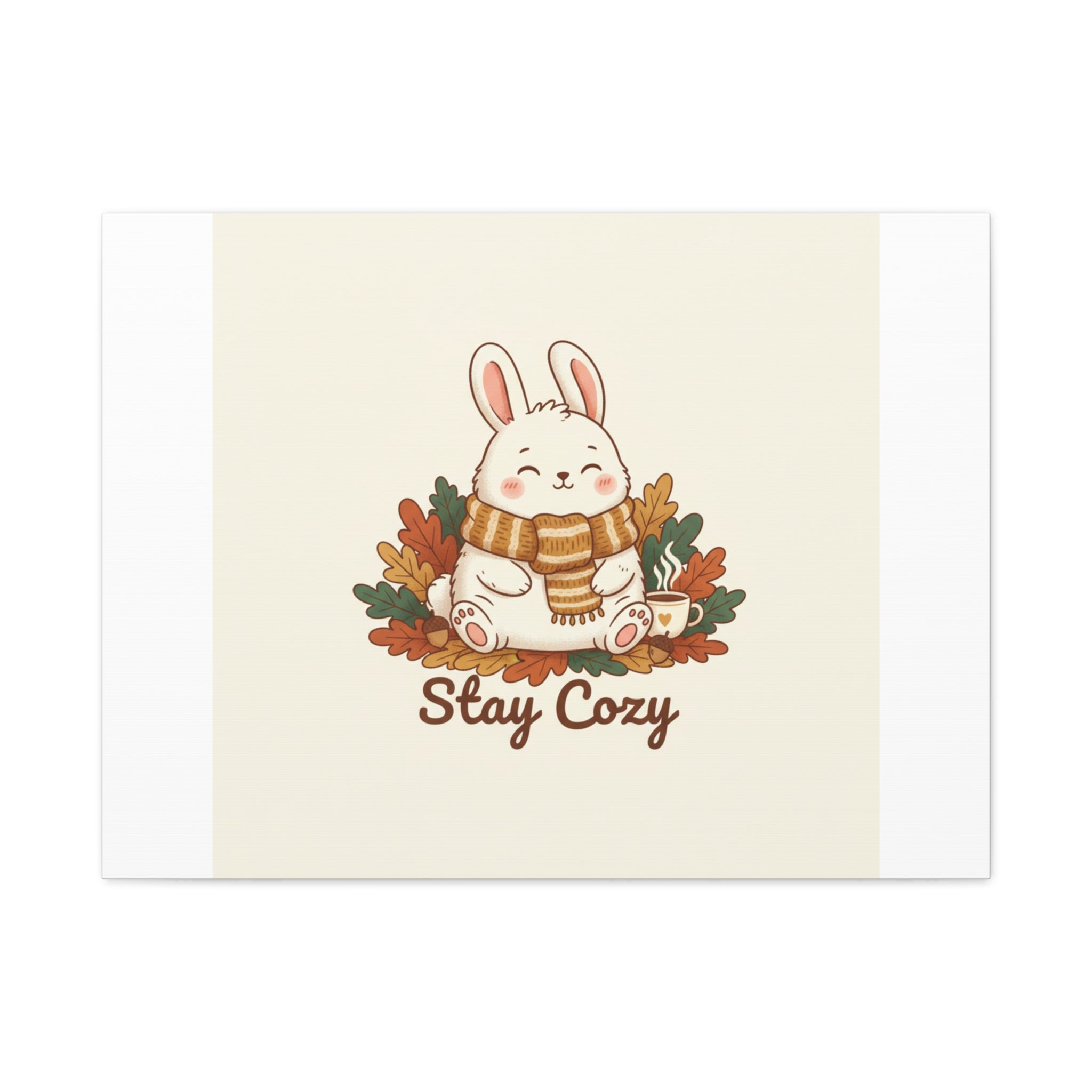 Cozy Bunny Illustration Canvas | Cute Critter Winter Forest Art