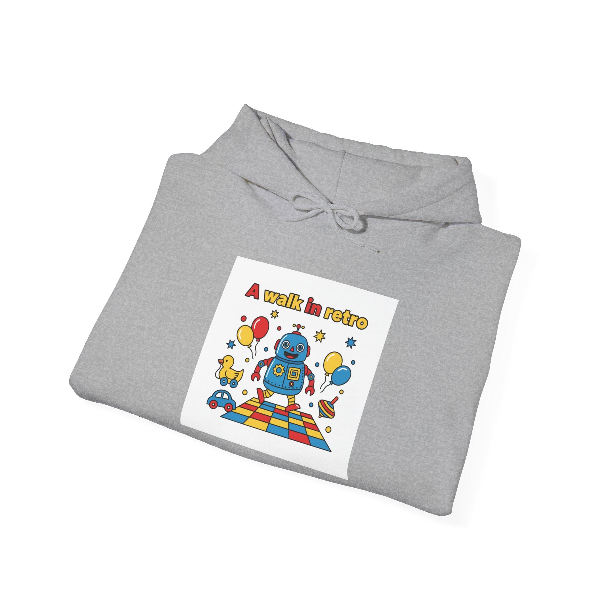Retro Toy Robot Hoodie | Throwback Kid primary colors, childlike design
