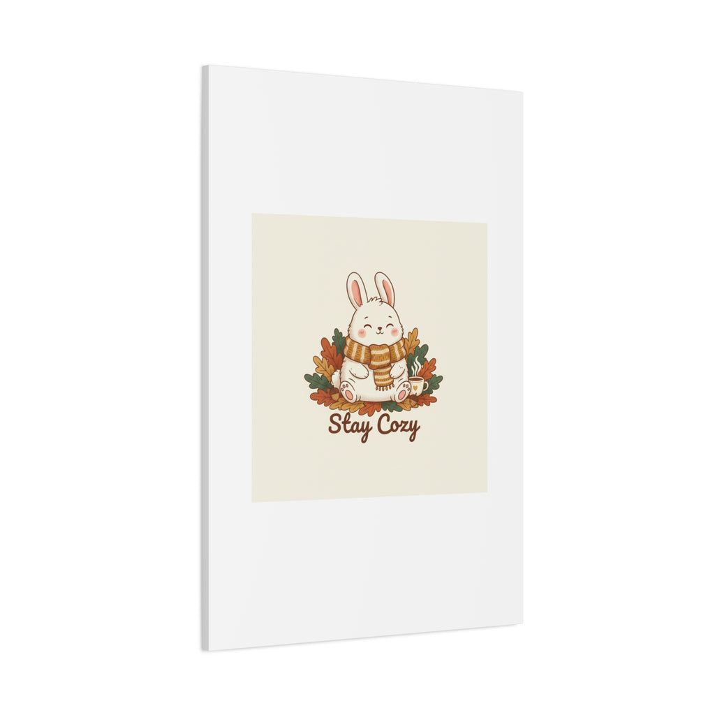 Cozy Bunny Illustration Canvas | Cute Critter Winter Forest Art